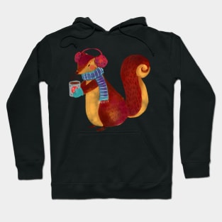 Squirrel Drinking Coffee Christmas Edition Hoodie